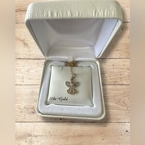 NWT 10K Gold Angel Pendant Necklace 14K Gold Filled Chain (Tangled READ AD)